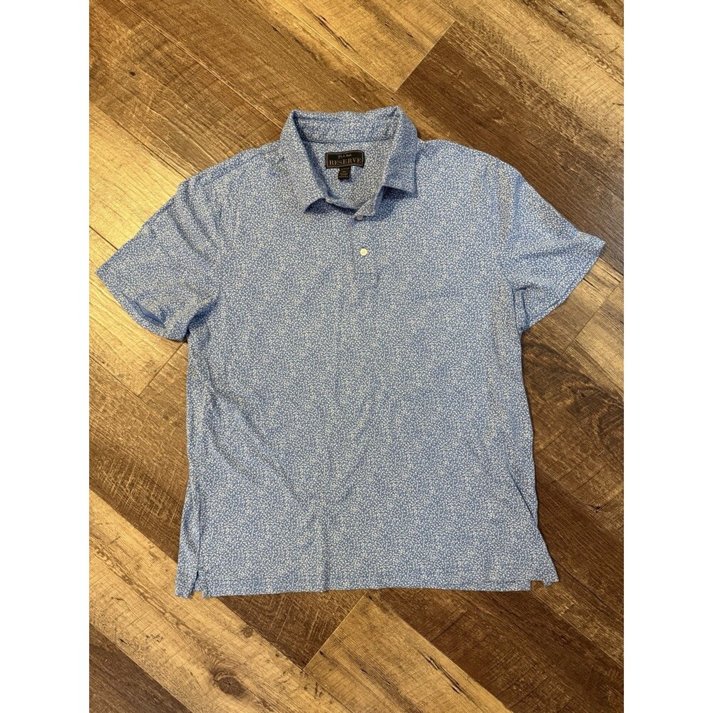 Jos A Bank RESERVE Polo (Men Sz XL) Blue Floral 100% Pima Cotton Golf Shirt